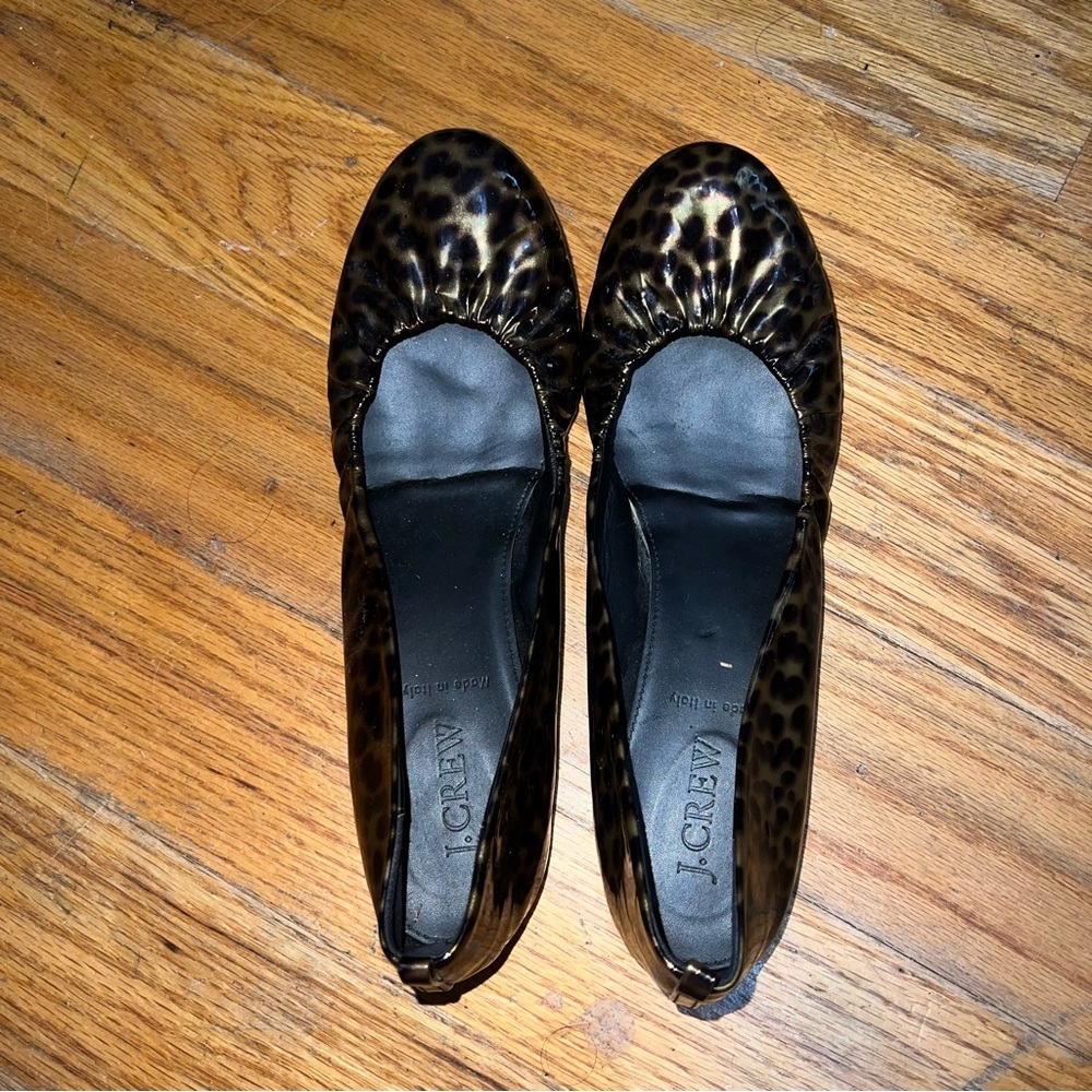J. Crew Leopard-Print Ballet Flats in Brown and Black Size 8
